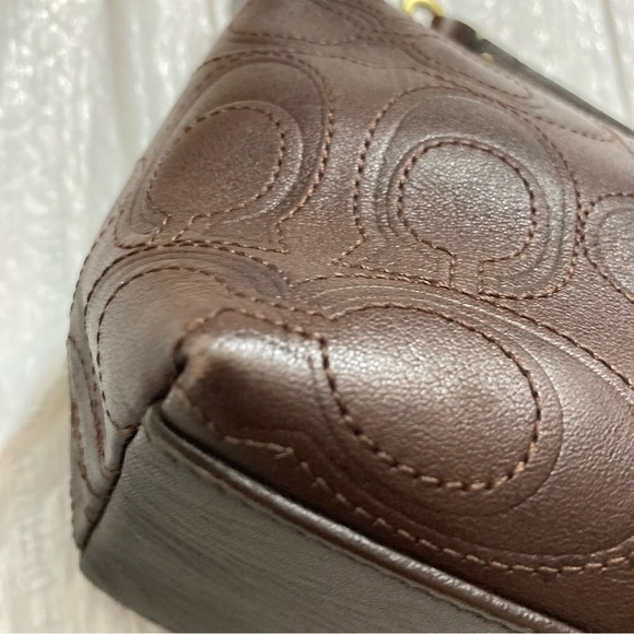 Coach stitched embossed c brown leather mini bag RARE - Picture 7 of 10
